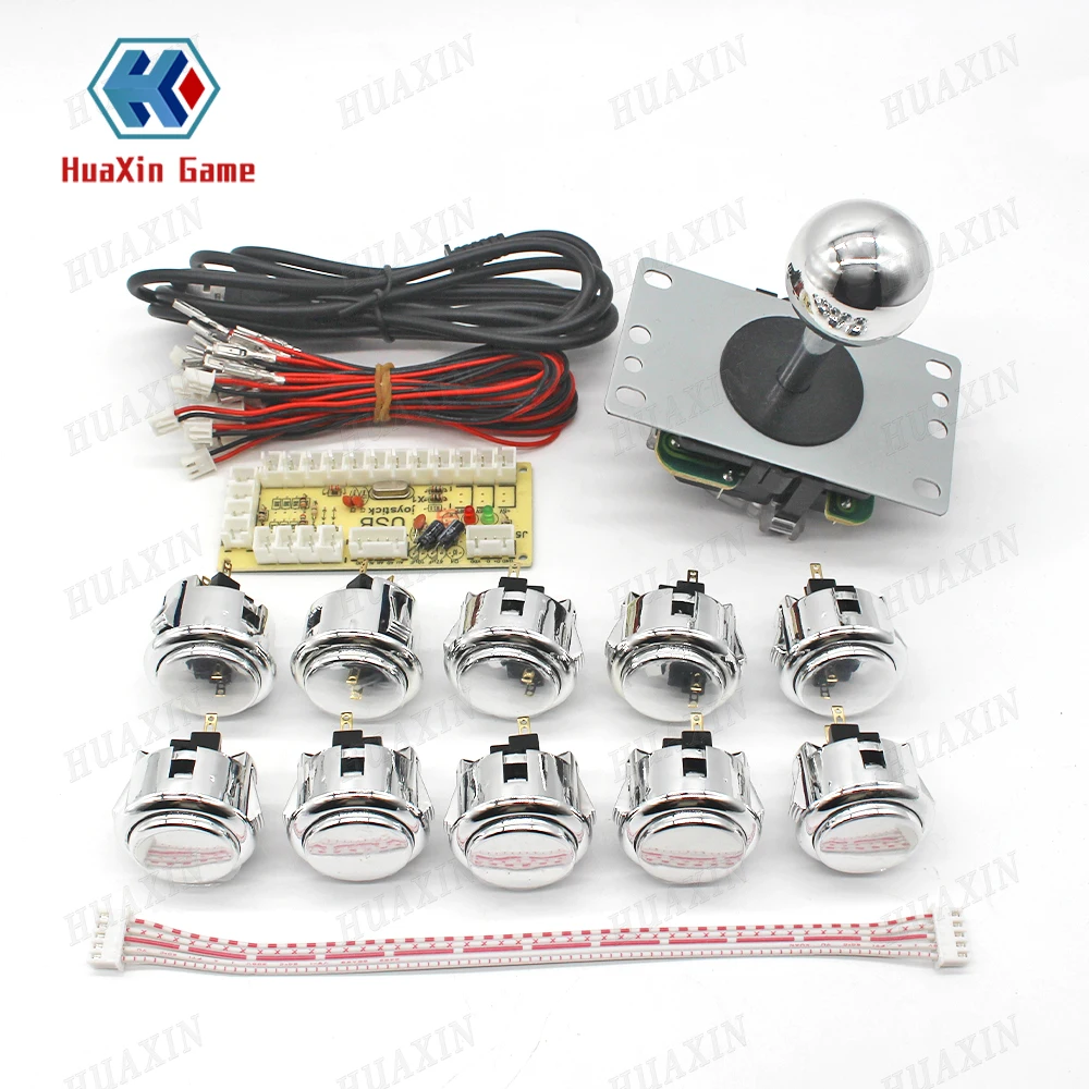 

Arcade Game DIY Part kit for PC Mame Raspberry Pi Retro Pie 5Pin 8 way Copy SANWA Joystick chrome plating 30MM push Buttons