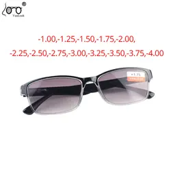 Myopia Sunglasses Men Women Reflective Gradient Grey Sun Glasses Finished Shortsight Eyeglasses -1 2.5 4.00