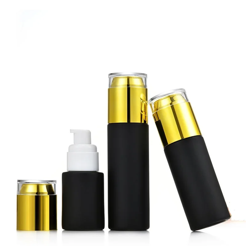 

10pcs Lotion Pump Bottles Empty Skin Care Glass Matte Black Refillable Cosmetic Container Perfume Mist Spray Bottle 30ML~100ML