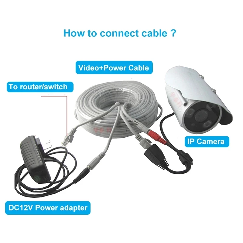 5M 10M 20M 30M Camera Connection RJ45 Network Cable with 12v DC Thick Power 2.1x5.5mm Integrated Extension Ethernet Wires