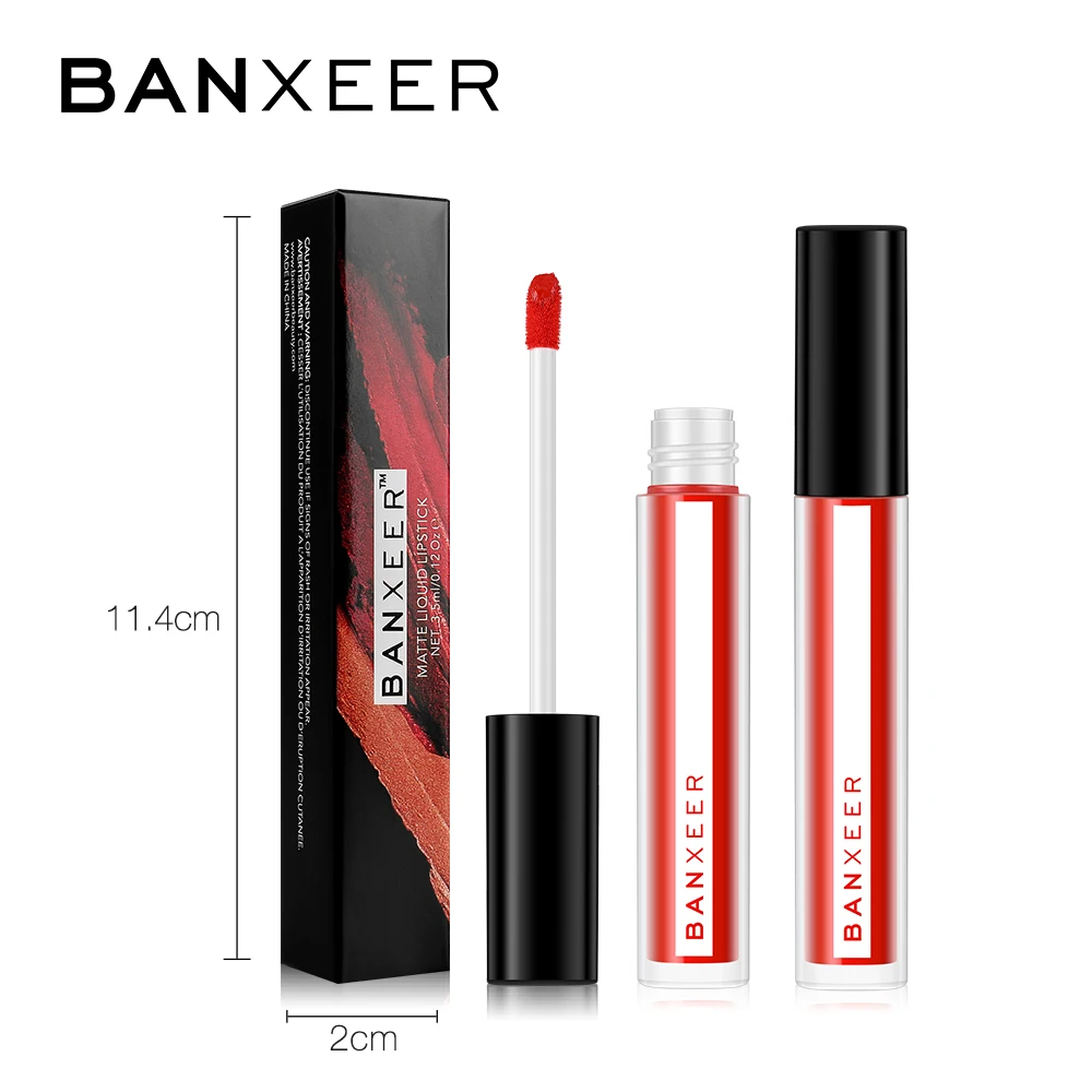 BANXEER Brand Lipgloss Matte 8 Colors Lip Gloss Velvety Lipstick Liquid Waterproof Lip Tint Full Rich Sexy Lip Makeup Cosmetics