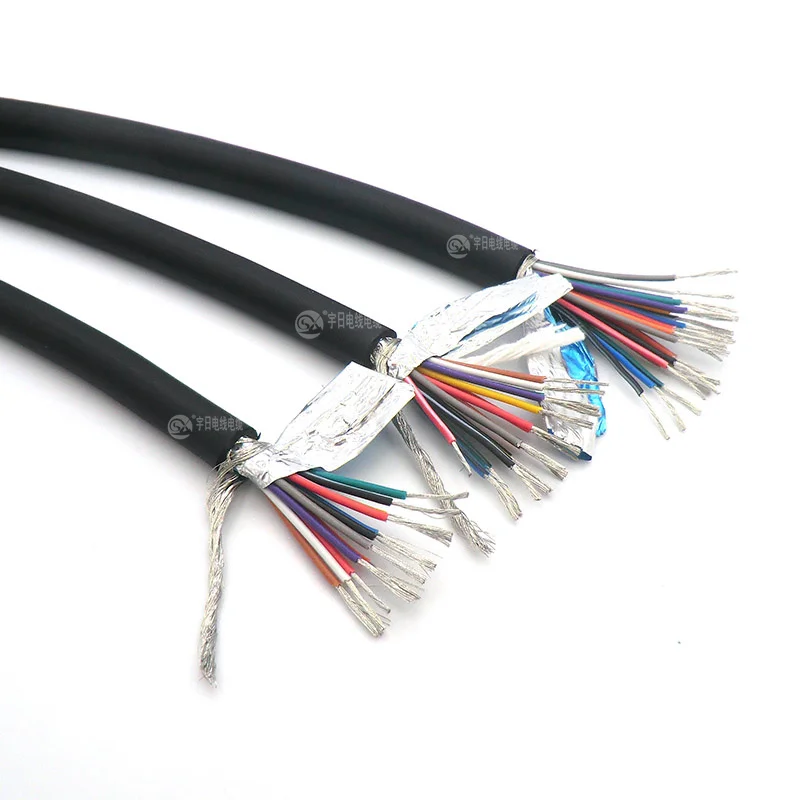 Flexible Shielded Cable 0.14,0.2,0.3mm² Control Wire  26,24,22AWG Tinned Copper 2,3,4,5,6,8,10,12,14,16,20 core