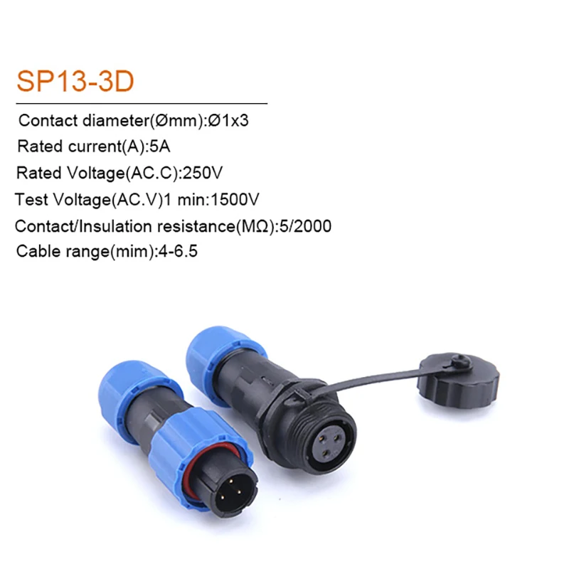 SP13 Waterproof Docking Connector plug 1/2/3/4/5/6/7/9P IP68 cable connector Panel Mount Wire Cable Connector Aviation Plug