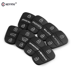 KEYYOU Replacement Rubber Pad 3 Buttons Flip Car Remote Key Shell For Hyundai I30 IX35 Picanto Solaris RIO Sportage Elantra