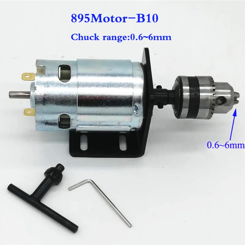 DC 895 Motor Electric Drill with B10 B12 Chuck 368W 12000rpm 12V-24V Large Torque Brush Motor