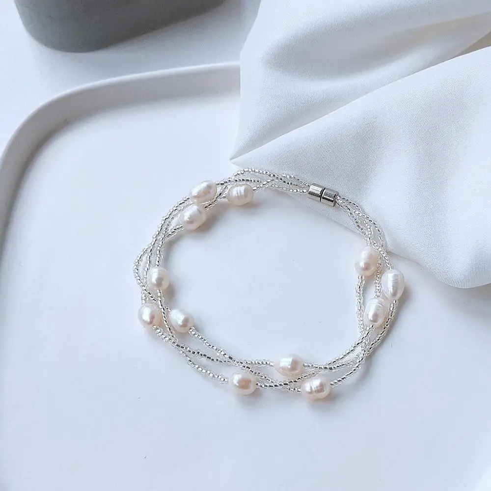 

Promotion Hand Woven Natural Freshwater Pearl Lady Bracelet Original Jewelry For Women Wedding Gift Girlfriend