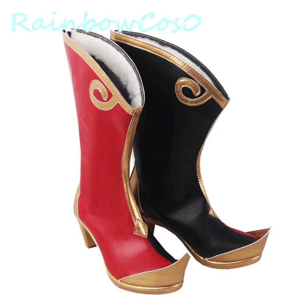 Genshin Impact Yan Fei – chaussures de Cosplay, bottes de jeu, Anime Halloween arc-en-ciel cos0 W1535