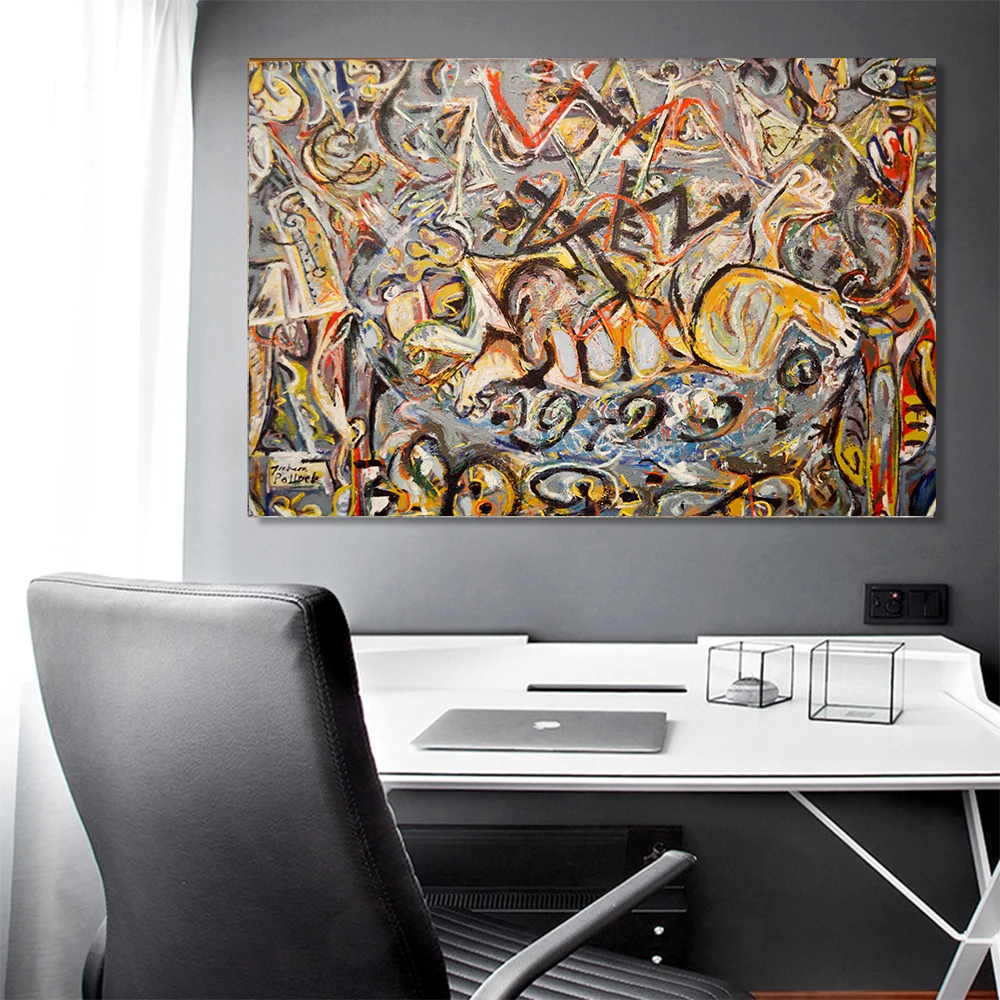 Citon Canvas oil painting Jackson Pollock《Pasiphae》Artwork Poster Picture Modern Wall Art decor Home Living room Decoration