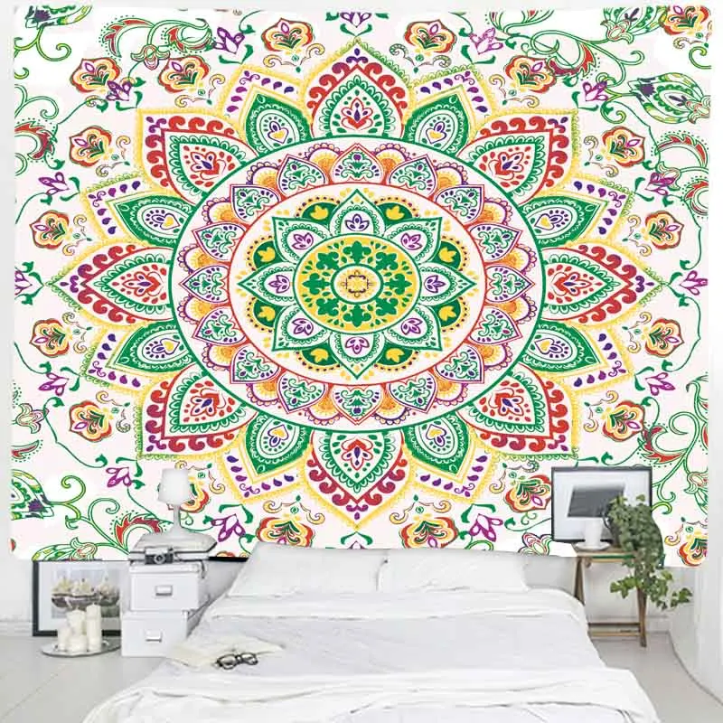 Indian Mandala Tapestry Wall Mount Boho Decorative Wall Cloth Tapestry Psychedelic Hippie Night Flower Tapestry