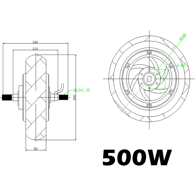 8 Inch Electric Motor For Scooters  Brushless Motor 24V/36V/48V 350W /500W Electric Wheel Hub Motor