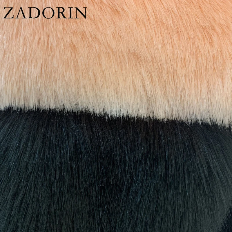 ZADORIN New Fashion Cropped Furry Faux Fur Coat Women Short misto colore manica lunga cerniera frontale giacca in pelliccia sintetica Crop Coat