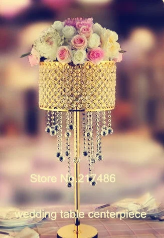 

Tall Gold Plated Wedding Flower Stand Acrylic Table Centerpiece For Floristic Event Decoration Modern Decor senyu01153