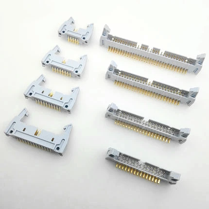 DC2 Pitch 2.54mm Straight Pin Curved Pin Buckle Flat Ribbon Cable Socket Connector 10/14/16/20/26/30/34/40/50/60/64Pin GrayWhite