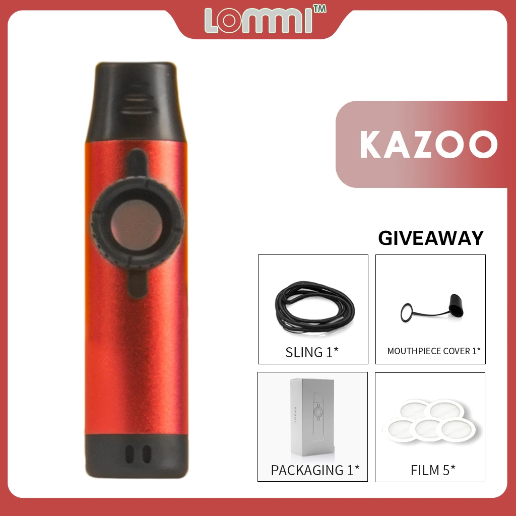 

LOMMI Red Color Metal Kazoos Diaphragm Mouth Kazoos Whistle Flute Musical Instruments Good Companion For Guitar