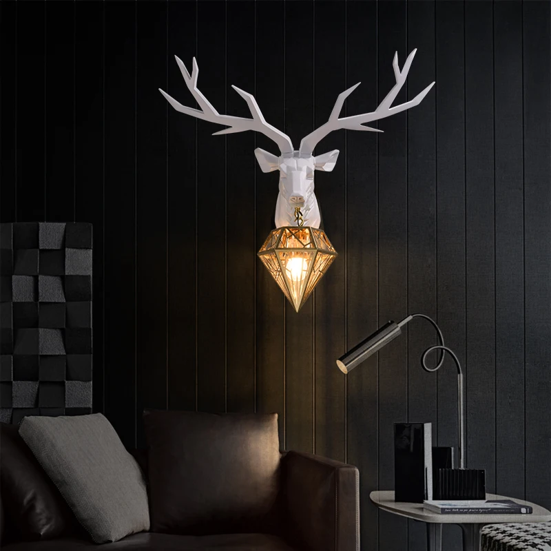 

Bedroom Modern American Retro Deer Led Wall Lamps Antlers Led Wall Light Fixtures Living Room Bedside Lamp Home Luminaire