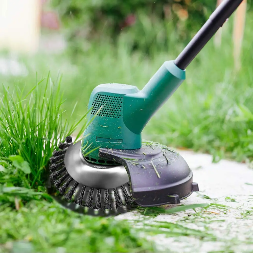 8 Inci Roda Kawat Baja Sikat Rumput Taman Mesin Pemotong Rumput Pemangkas Pemakan Rumput Sikat Pemotong Alat Taman Rumput Pemangkas Kepala Sikat Gulma