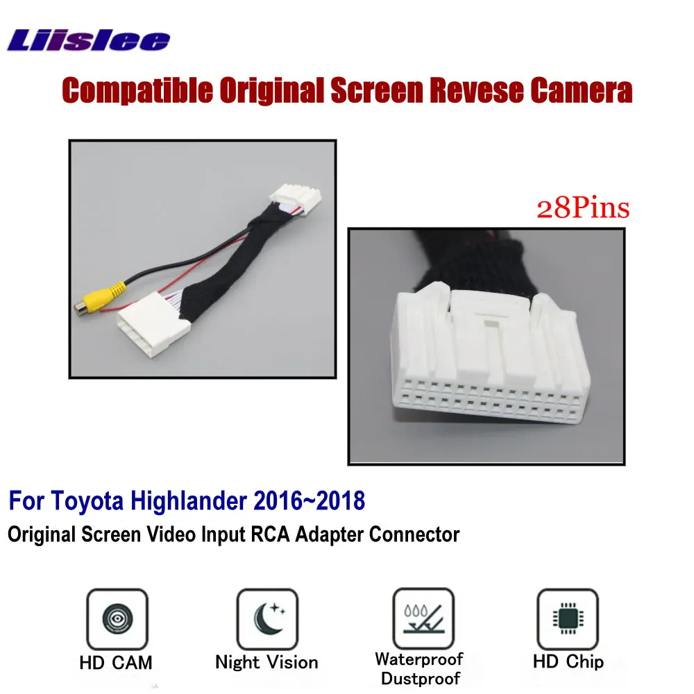 For Toyota Highlander XU50 2014-2019 Car Parking Rear View Camera Adapter RCA HD CCD CAM OEM Display Reverse Image Upgrade Kit