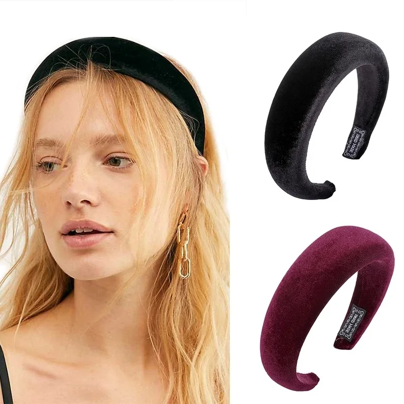 Thick Sponge Velvet Headband For Women Girls wide Handbands Candy Color Headwear Fashion Hair Bands Accessories Drop Shipping