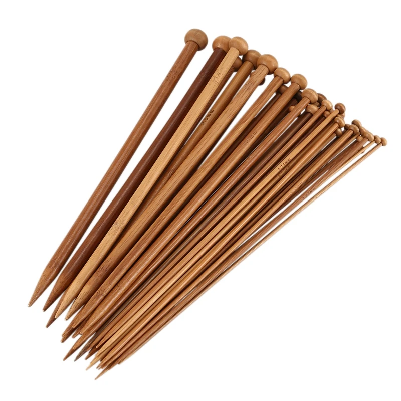 Best Knitting Needles Set-18 Pairs 18 Sizes Bamboo Circular Knitting Needles + 36 Single Pointed Bamboo Knitting Needles + Weavi