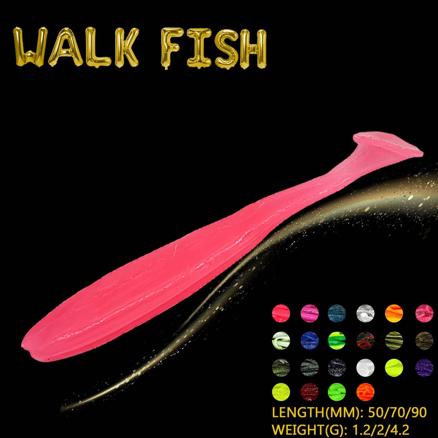 WALK FISH Awaruna Fishing Lure 50PCS 55mm/70mm/90mm Artificial Soft Fishing Baits Wobbler Silicone Swimbaits Fishing Tools