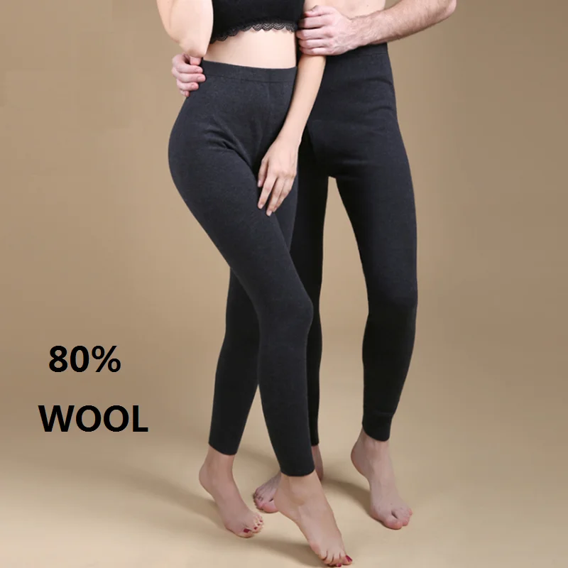 80% wool women winter warm pants men underwear mens thermal leggings long johns man merino men's tights couple merinos thermals