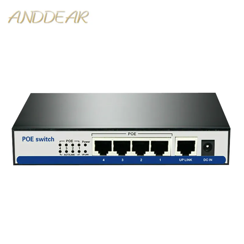 

10/100 mbps rj45 poe switch 802.3af 4 port power supply 15.5w for ip cameras nvr ip phone wifi access point 4 port poe switch