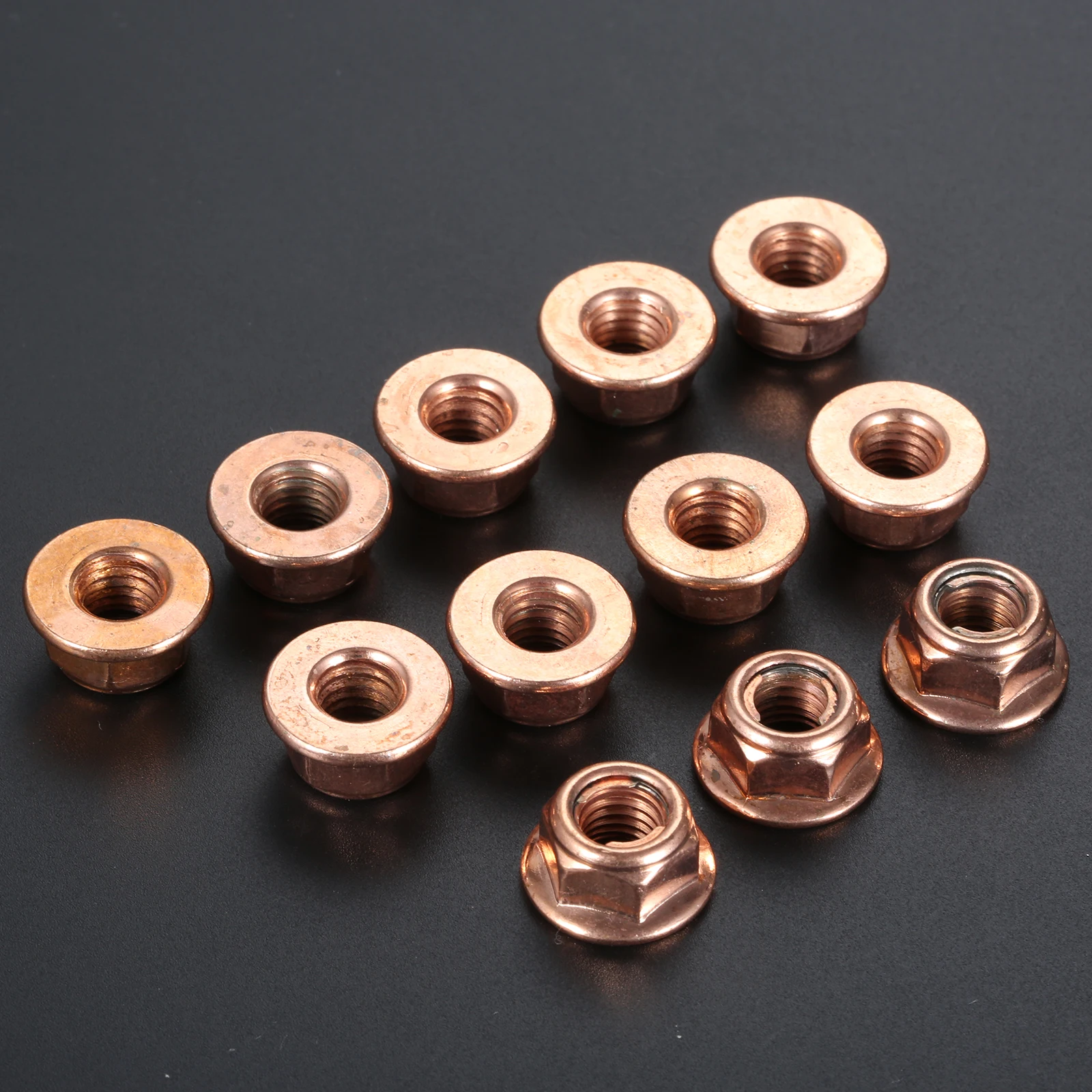 12Pcs M8 Copper Exhaust Nut for BMW 3 Series E30 Head Stud Lock Nuts Copper Bolt Screw M8 Turbo Exhaust Stud Hex Nut A1201420072