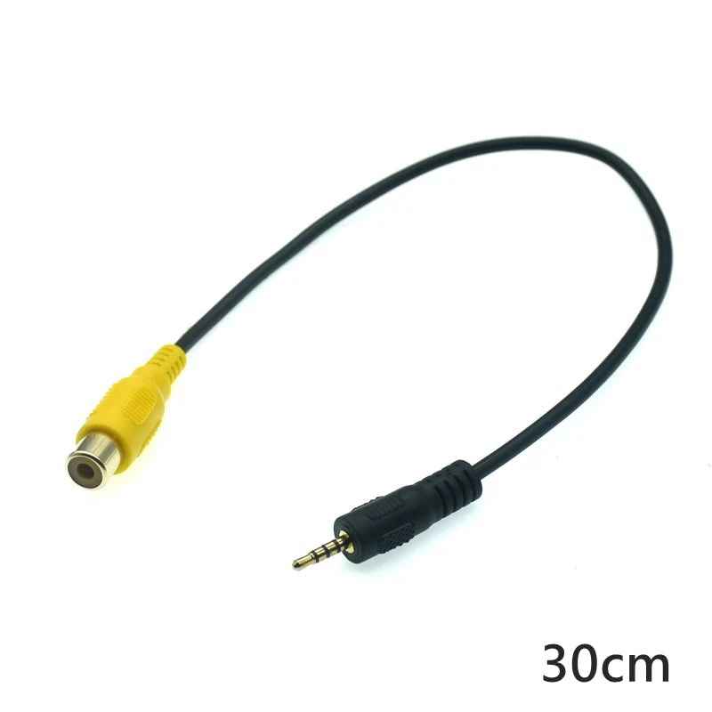 AV In Adapter kabla wideo 2.5mm AV Jack męski wtyk na RCA żeński Adapter kablowy do GPS tylna kamera karta dźwiękowa Bluetooth Car