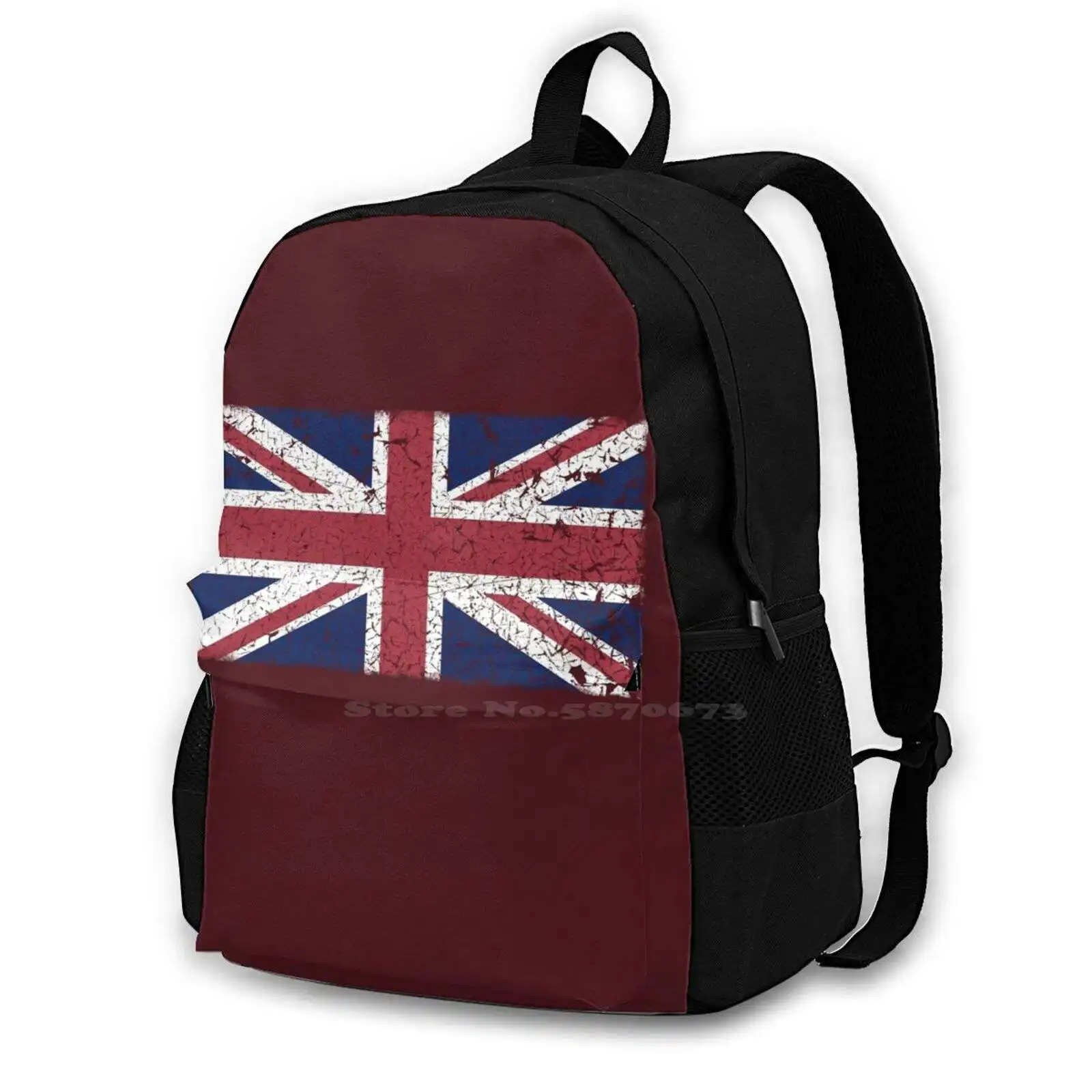 Vintage Look Union Jack Flag Of Great Britain Teen College Student Backpack Laptop Travel Bags Union Jack Royal Ensign Flag