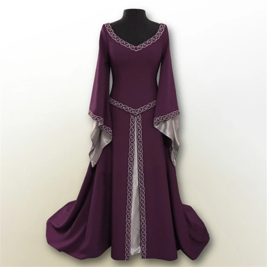 6Color Women 18th Century Medieval Costumes Mid Modern Long Dress for Woman Cosplay European Party Traditional Retro Dresses