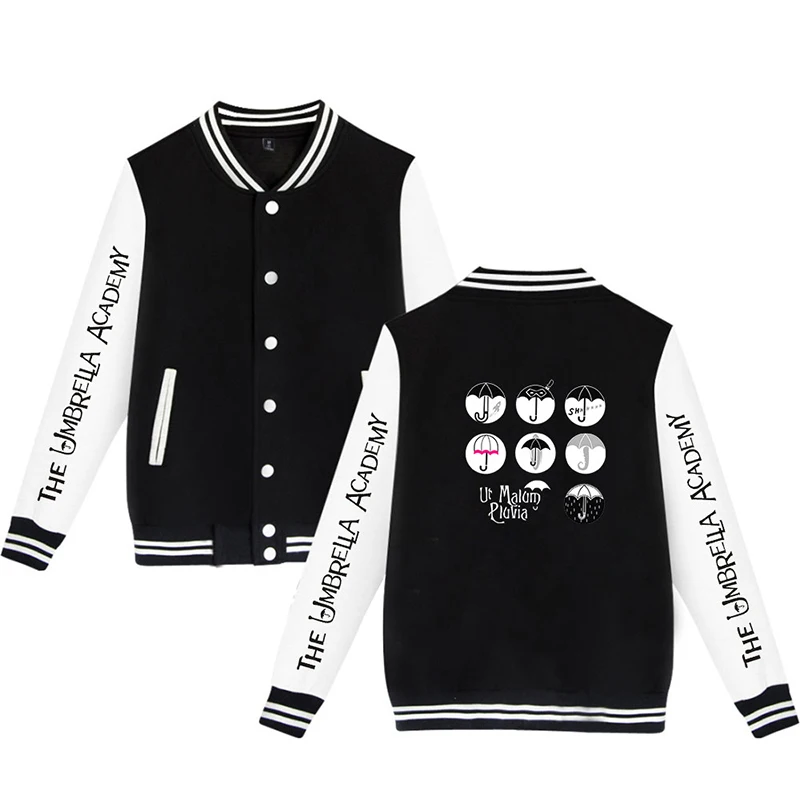 The Umbrella Academy Super Hero Baseball Jacket Coat Print Men Women Long Sleeve Pocket Button Harajuku Hoodies Sweatshirts Tops