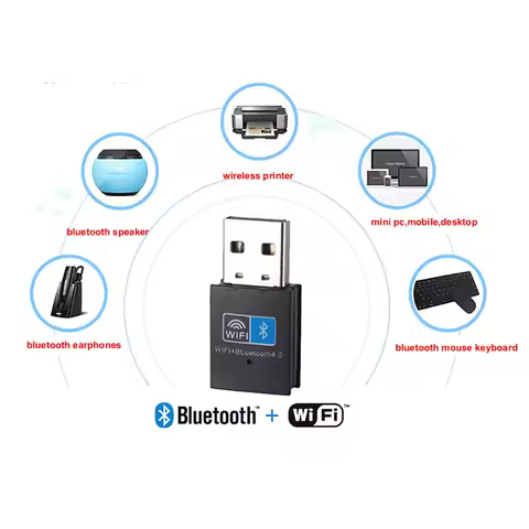 USB WiFi Bluetooth Adapter 150Mbps Network Card Wireless Dongle 2.4Ghz for PC Laptop Desktop Windows 10/8/7/XP/Vista Mac Linux