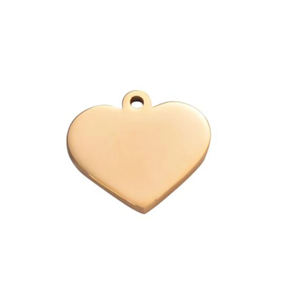 10Pcs Customized Charms Stainless Steel Heart Tag Engrave Logo Letter DIY Bracelet Necklace Pendant for Jewelry Making
