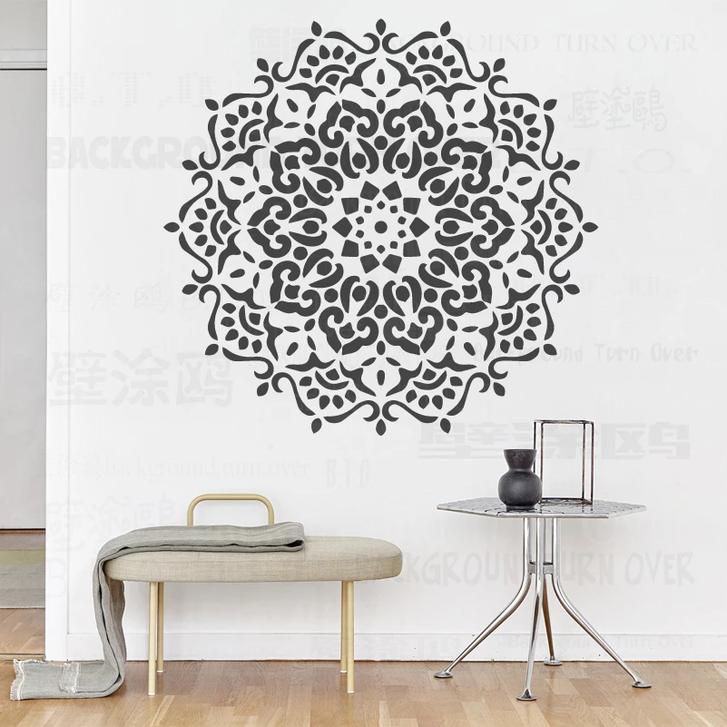 90Cm-130Cm Stencil Mandala Lớn Tròn Lớn Cho Tranh Treo Tường Decors Tầng Bản Mẫu Bức Tường Vintage S231