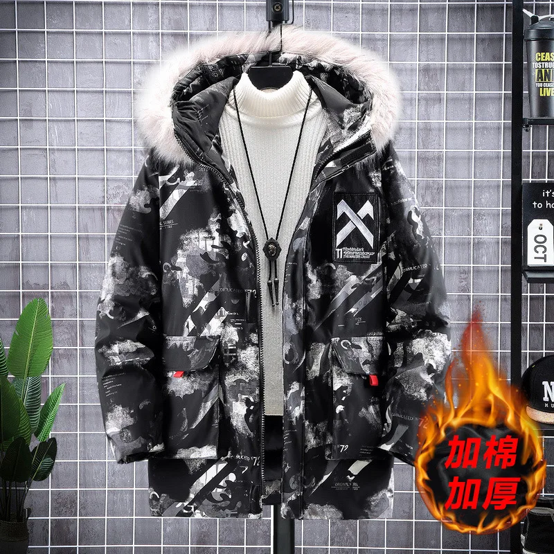 

Top Quality Men Jacket Thicken Men's Winter Fur Collar Thick Parkas Jacket Men Outwear Hooded Windbreaker Male Snow Jacket Parka