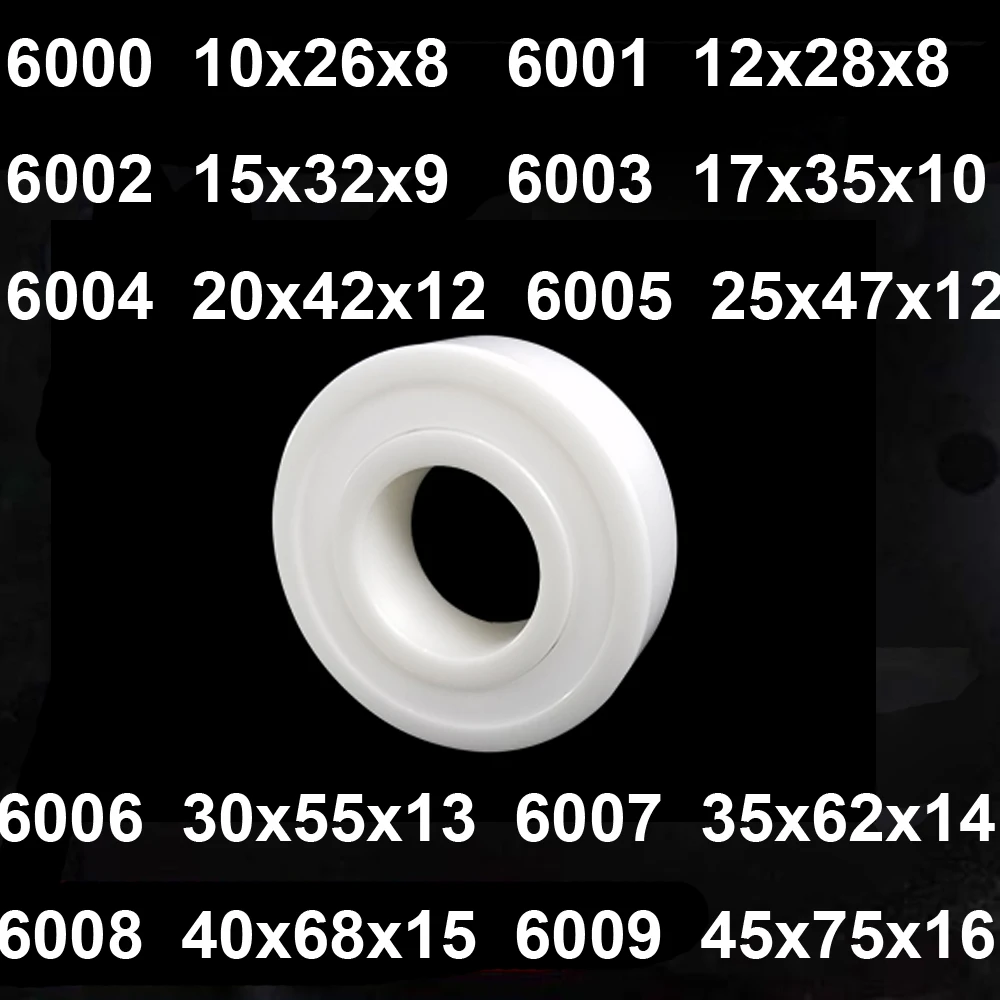 1PC 6000 6001 6002  6003 6004 6005 6006 6007 6008  6009 RS 10x26x8 12x28x8 Full ZrO2 Ceramic Ball Bearing  Zirconia