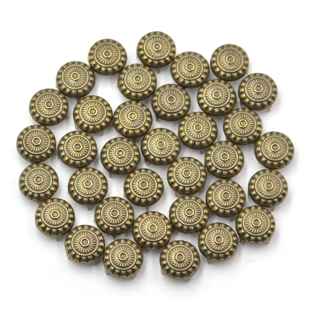 100PCS Wholesale 10mm Bronze Color Antique Dome Stud Claw Rivets DIY Craft Supplies Leathercraft Handmade Decor Accessories