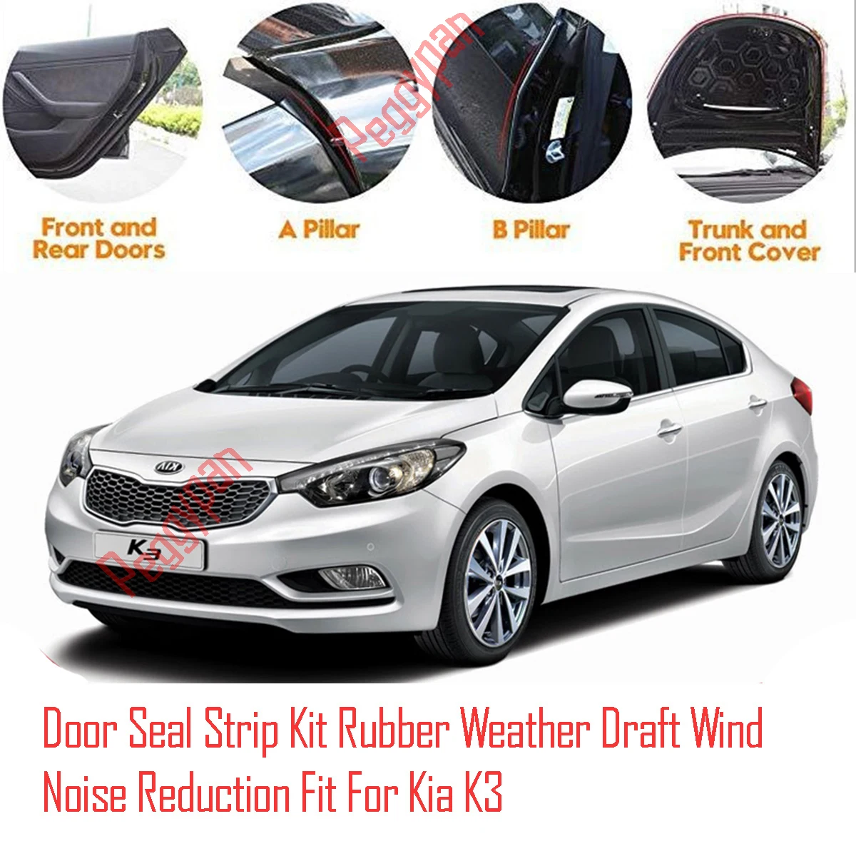 Door Seal Strip Kit Self Adhesive Window Engine Cover Soundproof Rubber Weather Draft Wind Noise Reduction Fit For Kia K3