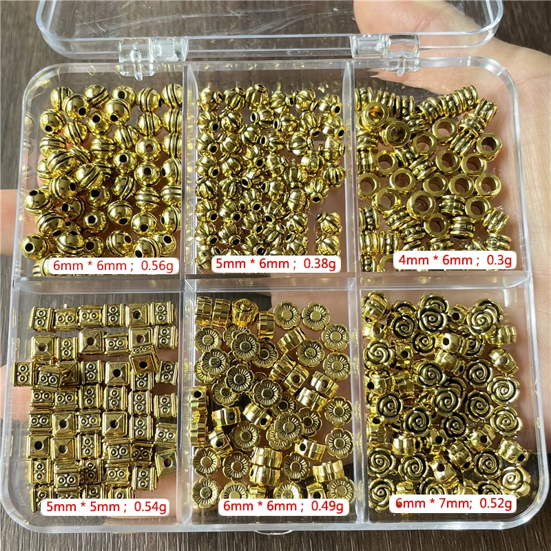 JunKang Boxed Alloy 6 Types square rose flower wheel watermelon beads spacer gasket DIY bracelet necklace jewelry connector