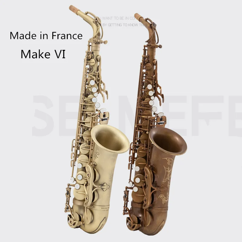 

Make Ⅵ Alto Saxophone Eb Antique Copper Simulation Alto Sax Professional Playing Woodwind Instrument with Mouthpiece