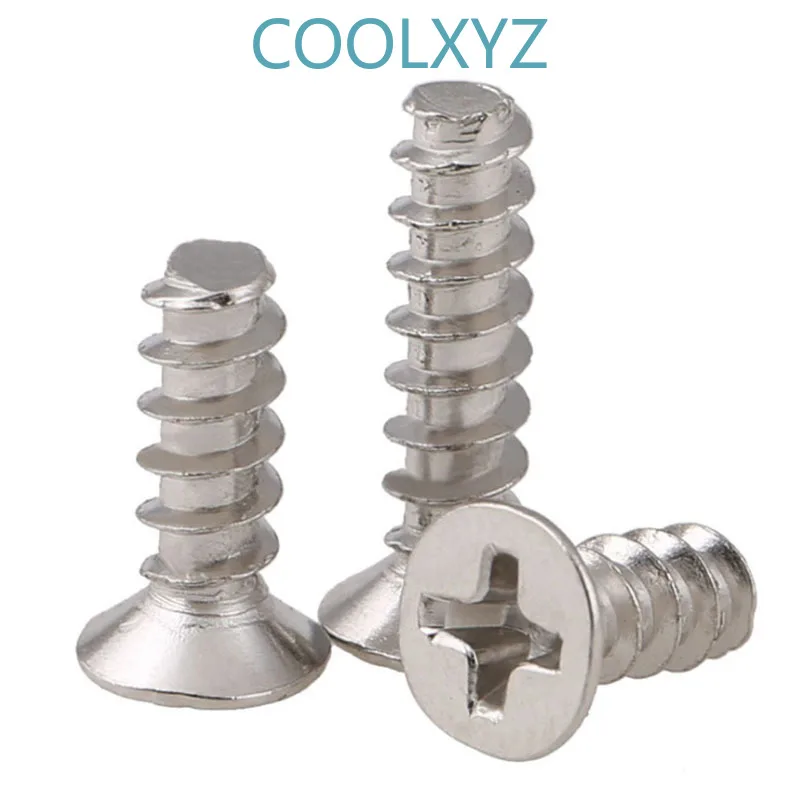 CoolXYZ Cross Countersunk Flat Head Flat End Self Tapping Screws KB Philips Tapping Flat Tail Mini Screws M1.4M1.7M2M2.3 500Pcs