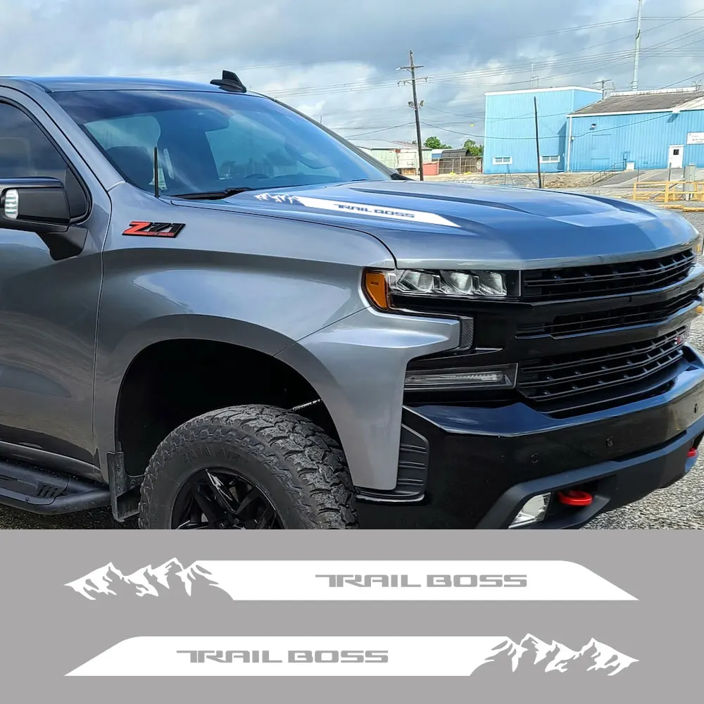 Pickup Hood Side Stickers For Chevrolet Silverado Trail Boss Graphics Truck Vinyl Covers Mountain Decor Decal Auto Accessories