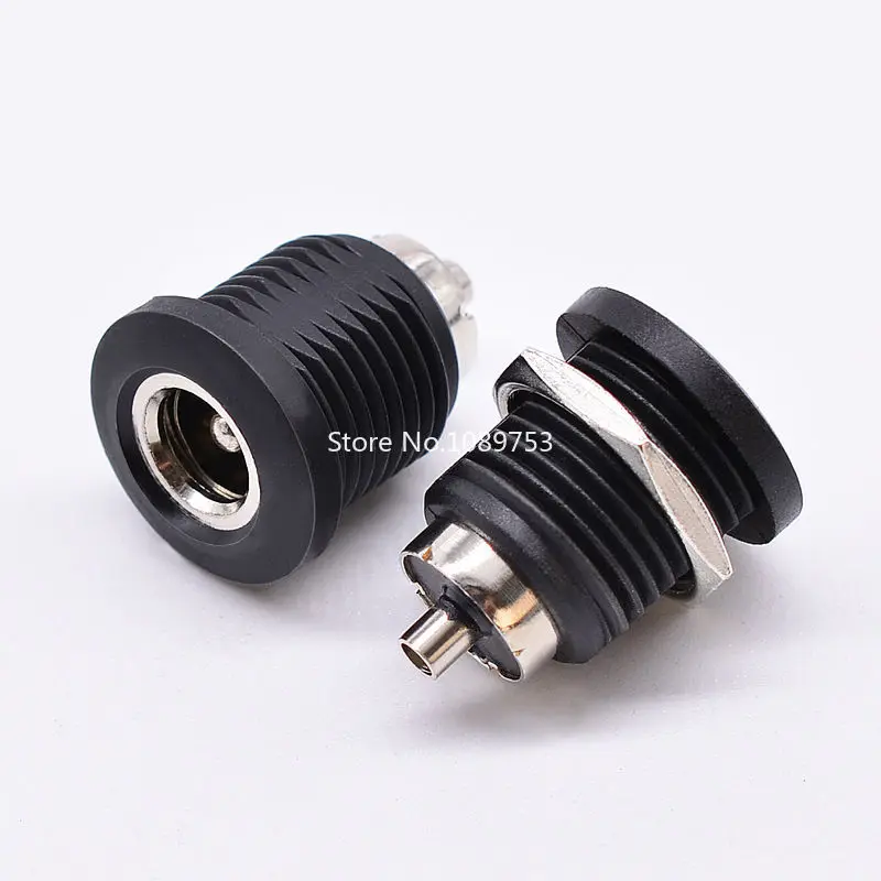 5PCS DC Power Female Socket 5.5*2.1mm 5.5*2.5mm Thread DC Interface JACK DC-022D Socket Black Waterproof Cap DC022D