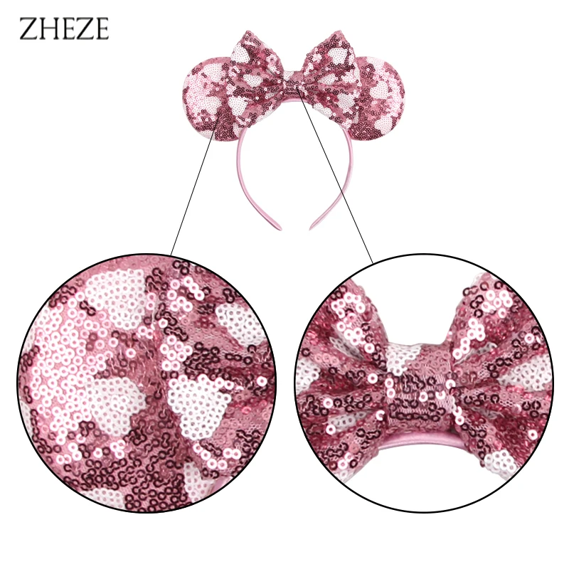 2024 Valentine\'s Day Mouse Ears Headband For Girls Women Sequins Love 5\