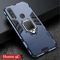 For Honor 9C Case 9 C AKA-L29 Armor Finger Ring Holder Phone Case For Huawei Honor 9C P40 LIte E / Y7p Cover Shockproof Bumper