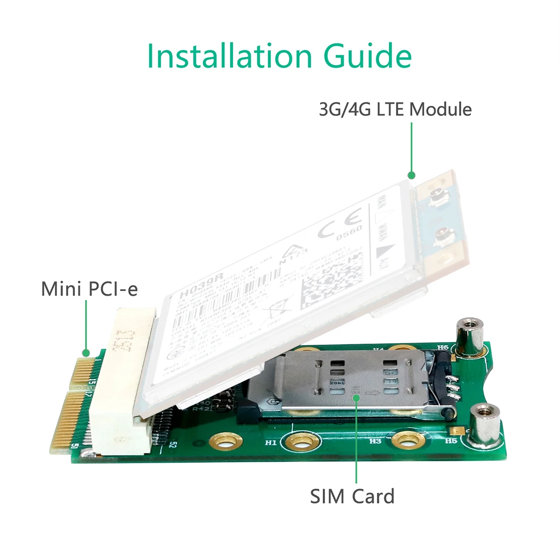 Mini PCI-E Adapter Card mPCIe with SIM Card Slot for 3G 4G Module USIM Card Slot Extension / WWAN LTE / GPS Card Desktop Laptop