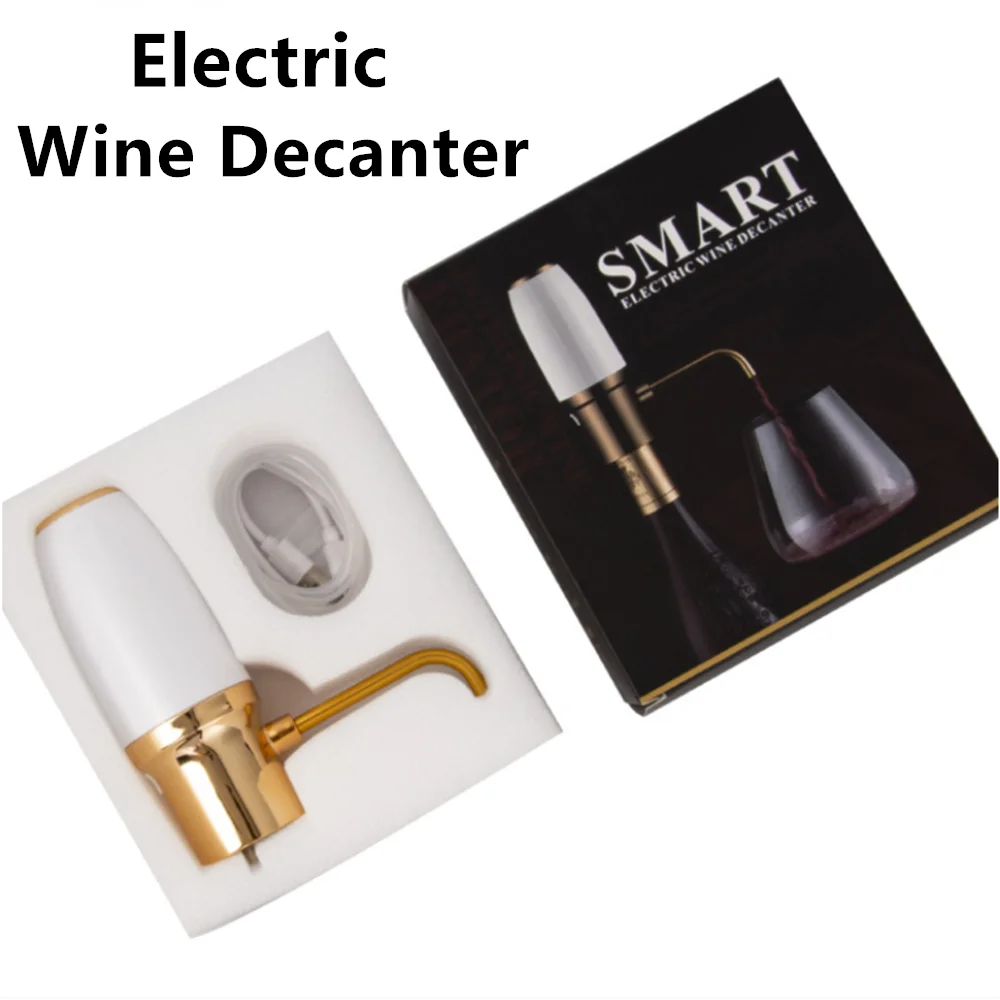 Decantador de vino eléctrico inteligente, dispensador rápido de vino, bomba automática USB, decantador portátil blanco, aireador de vino rápido