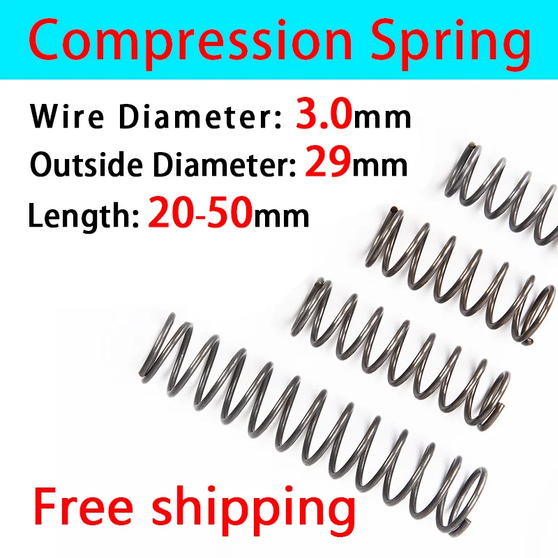 

Compressed Spring Line Diameter 3.0mm, External Diameter 29mm, Length 20mm-50mm Telescopic Spring Pressure Spring Cash Sale