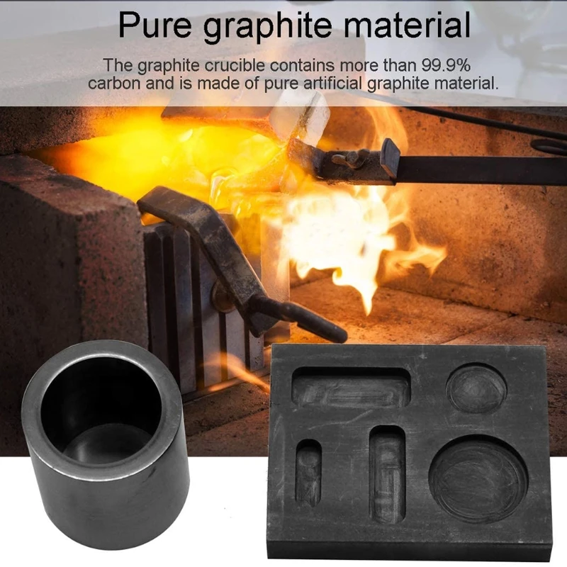 5Pcs Graphite Crucible Kits Graphite Crucible Silver Ingot Mold Jewelry Melting Ingot Tools Set For Gold Silver Platinum