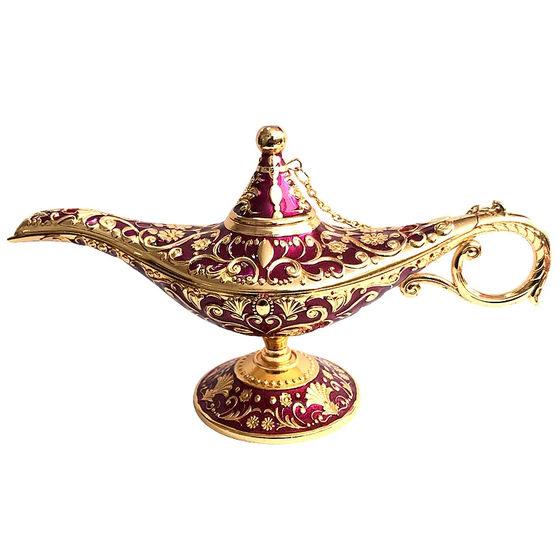 11 Color Large Aladdin Magic Lamp Retro Home Decoration Traditional Hollow Out Fairy Tale Wishing Genie Tea Pot Crafts Decor